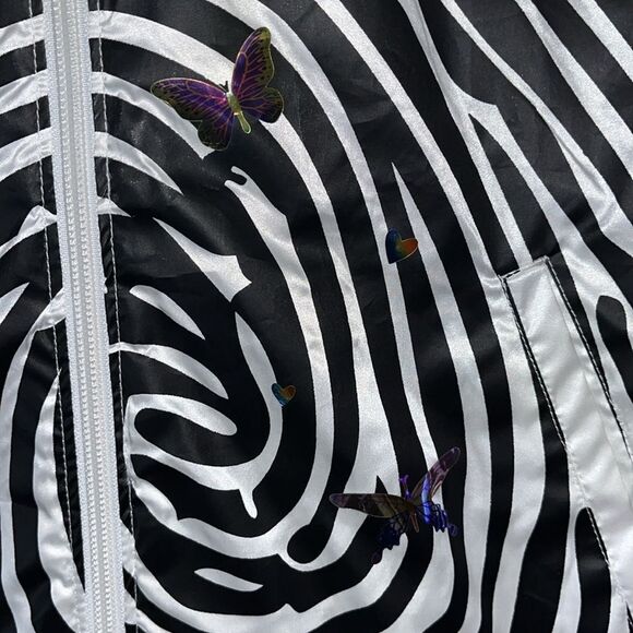 Jordan Butterfly Thumb Finger print Jumpman Black White Zipper Varsity Jacket M - Picture 4 of 13